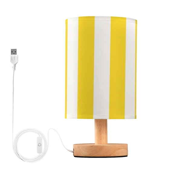 Yellow-white Broad Stripes Table Lamp with USB Port LED Warm Light Lamp Night Light Home Decor