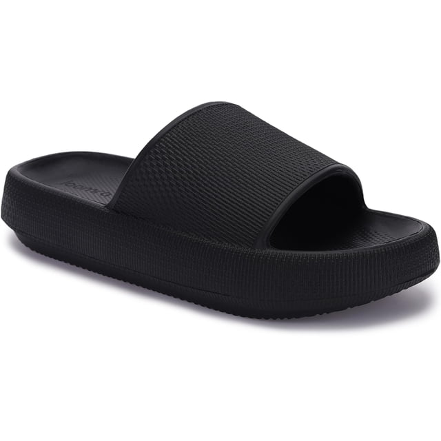 Joomra Sandalias de ducha unisex negras con plantilla de espuma acolchada 44-45