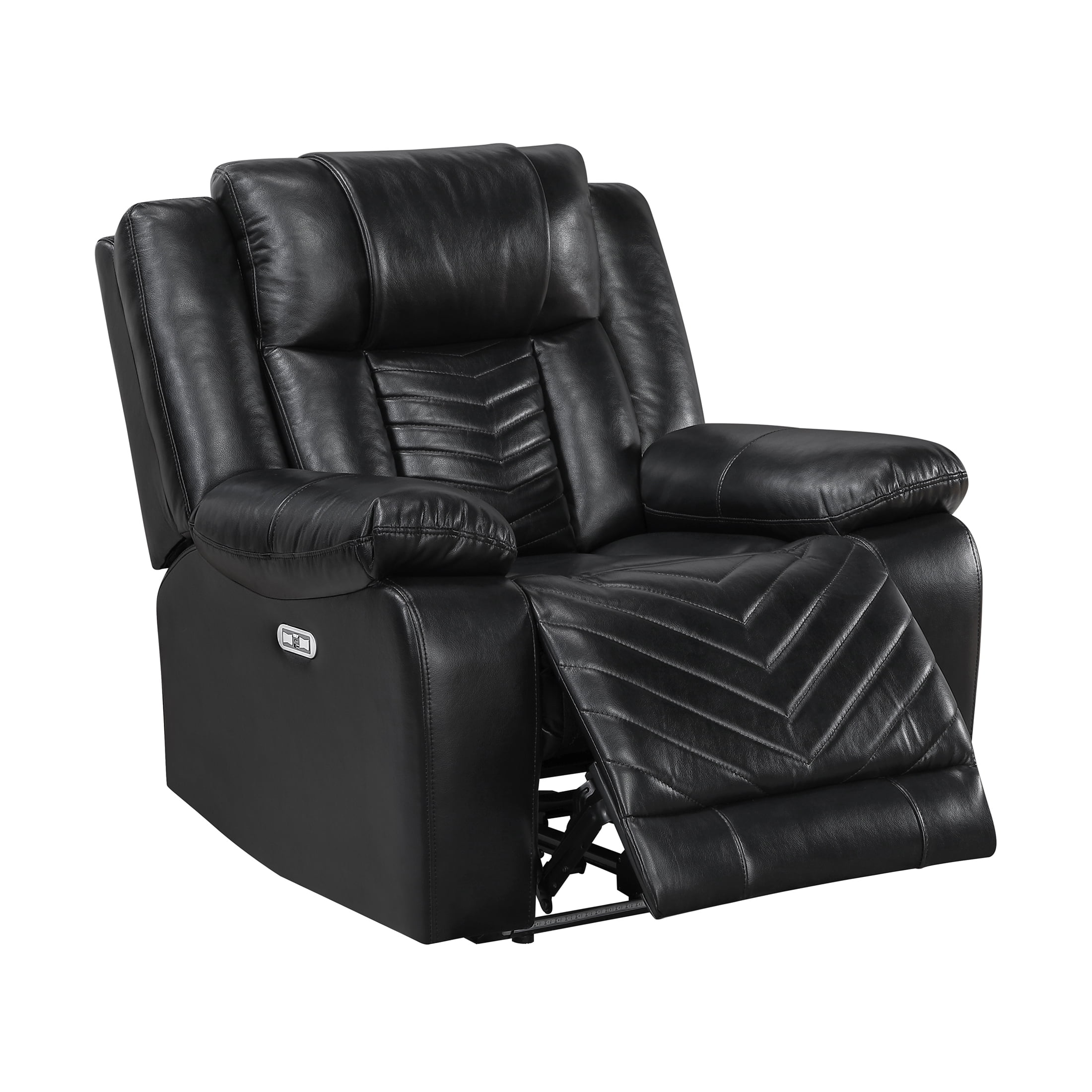 OakvillePark Orinthal Faux Leather Power Reclining Chair with LED and Charging Ports, Black