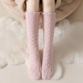 thumbnail image 2 of Sleep Socks for Women Double-sided Fleece Socks Fuzzy Socks for Women Knee High Fluffy Stockings Soft Warm Cozy Slipper Socks Double-sided for Winter, 2 of 8