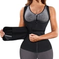 thumbnail image 1 of Chaleco moldeador de cintura para mujer, corsé delgado de neopreno, top de sauna con cremallera, camiseta moldeadora para el cuerpo (M, chaleco de sauna negro), 1 of 5