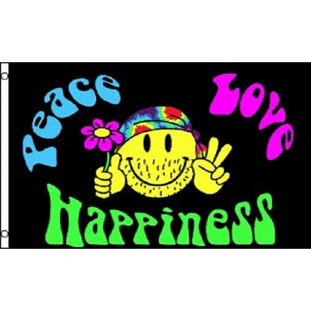 Sign Flag And Banner - Peace Love and Happiness Flag Hippie Party Banner Sign Pennant New 3x5
