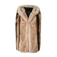 thumbnail image 6 of Zysthvn Open Front Men Vest Winter Casual Faux Fur Mens Jacket Hooded Warm Solid Outerwear, 6 of 10