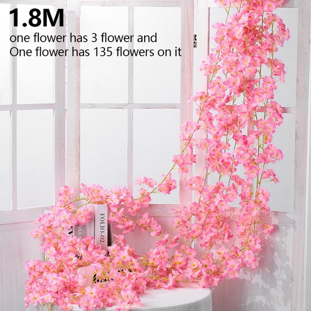 Muyoka MTFun 1 paquete de enredadera de flor de cerezo artificial de 1,8 m, flores de seda artificiales, guirnalda de enredadera colgante de flor de cerezo para el hogar, boda, interior, exterior, jar Muyoka Hogar