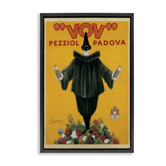Stupell Industries Vintage Drink Poster Food & Beverage Painting Black Floater Framed Canvas Art Print Wall Art, 17 x 25