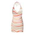 thumbnail image 5 of Qiylii Womens Halter Mini Dress Y2K Stripe Printed Bodycon Party Club Dresses, 5 of 8