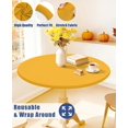 thumbnail image 5 of decorUhome Round Stretch Spandex Tablecloth, Washable Reusable Table Cover for 57"-68" Tables, Waterproof Fitted Table Cloth for Party, Picnic, Mustard Yellow, 5 of 9