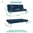 thumbnail image 5 of Madison Modern Futon Sofa Bed - Compact Design for Small Spaces - Convertible Futon with Linen Fabric for Premium Comfort - Ideal Guest Couch - Stylish & Durable, Supports up to 750 lbs. - Navy Blue, 5 of 16