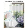 thumbnail image 6 of No Hook Shower Curtain with Snap-in Liner, Purple Lavender Waterproof Fabric Bathroom Curtains, Green Leaves Bike Spring Botanical Bath Curtains & Mesh Top Window 72"x96" Extra Long, 6 of 9