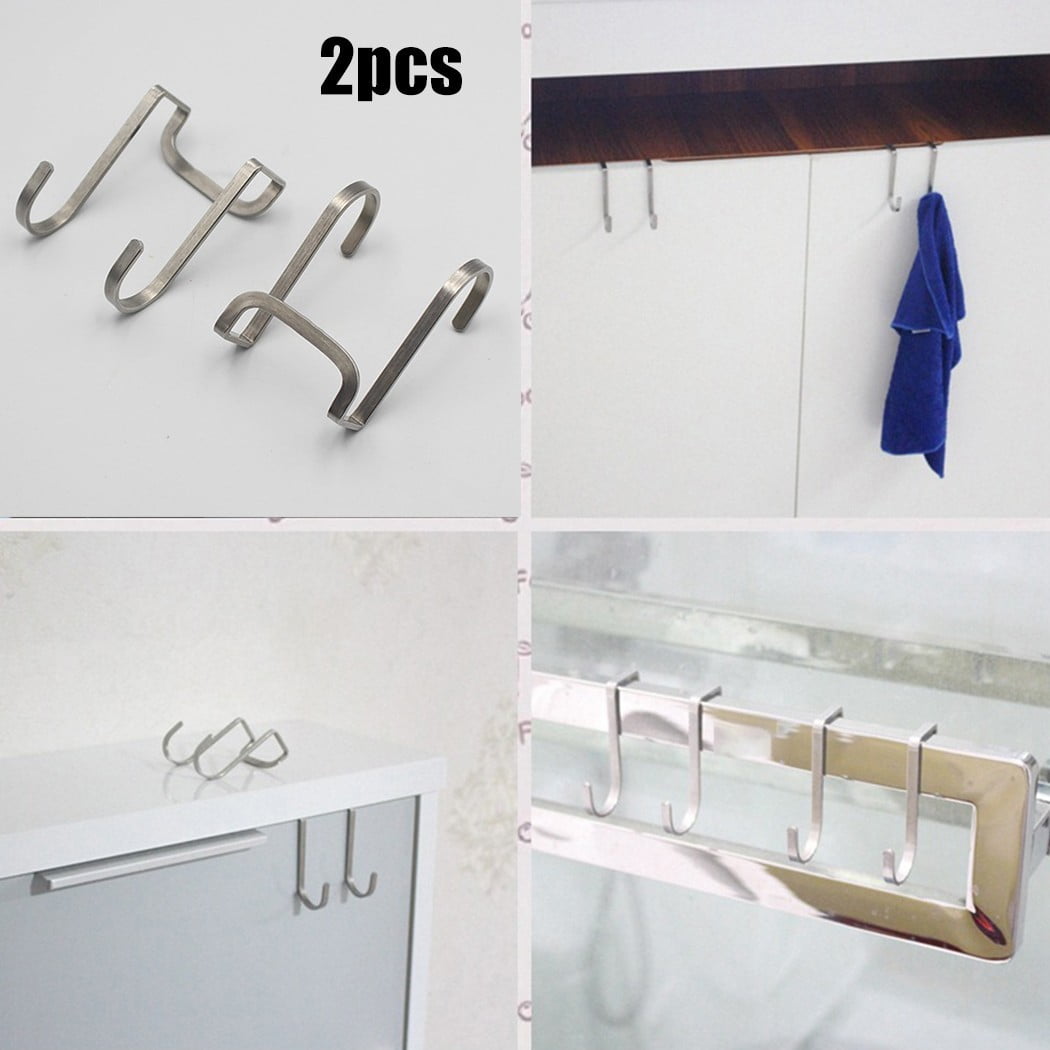 4PCS Over Cabinet Hook - Over The Door Drawer Cabinet Hook， Double S-Shaped  Hook，Metal Over The Door s Hooks for Bathroom Frameless Glass Shower Door