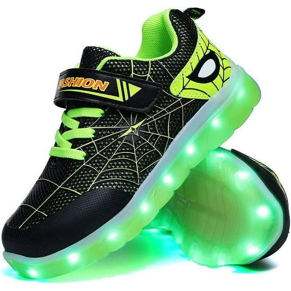 Kids Light Up Shoes Led Flash Sneakers with Spider Upper USB Charge for Boys Girls Toddles Best Gift for Birthday Thanksgiving Christmas Day