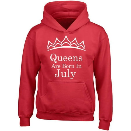 Queens Are Born In July Tiara White Hoodie Birthday Gift Outfit Color Red X-Large