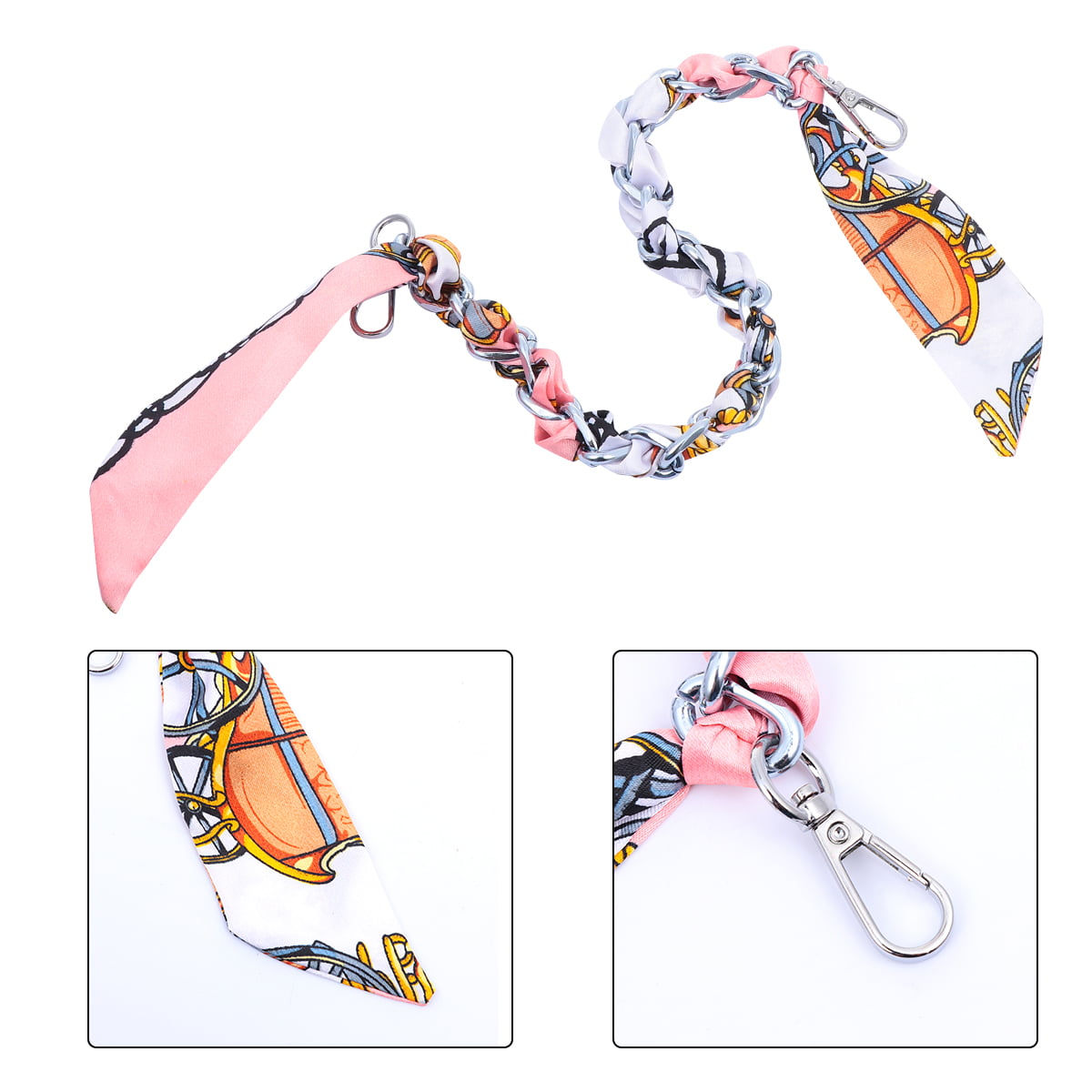  LSTGJ 2PCS Silk &Metal Chain Bag Handle Women Scarf Hair Bag  Handle Decoration Tie Multifunction Hand Ribbon Scarves Bag Strap (Color :  8) : Clothing, Shoes & Jewelry