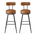 thumbnail image 2 of Barhocker 2er Set, hohe Drehhocker mit Rückenlehne, Kunstleder, für Küche und Bar, braun, 2 of 8