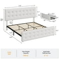 thumbnail image 2 of Cadre de Lit avec 4 Tiroirs de Rangement et Tête de Lit Réglable, Base de Matelas Rembourrée en Lin Doux pour la Peau, Aucun Sommier Requis, 2 of 9