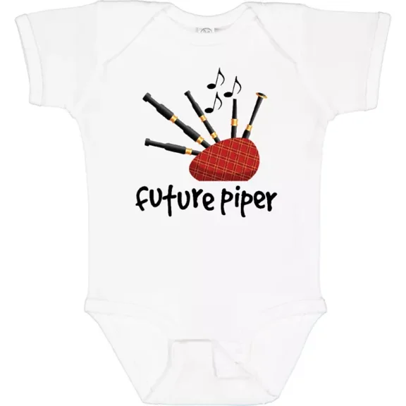 Bagpiper Kids Future Piper Baby Bodysuit Bagpipes Instruments Musical Bodysuit Cute Baby Onesie, BABY BODYSUIT LAT 4424
