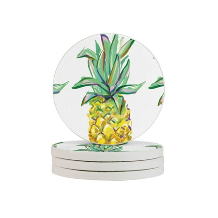 

Circular Drink Coasters Set Pineapples Beautiful Home Decor Diatomite Heat-Resistant Diatomite Protect Table Countertop