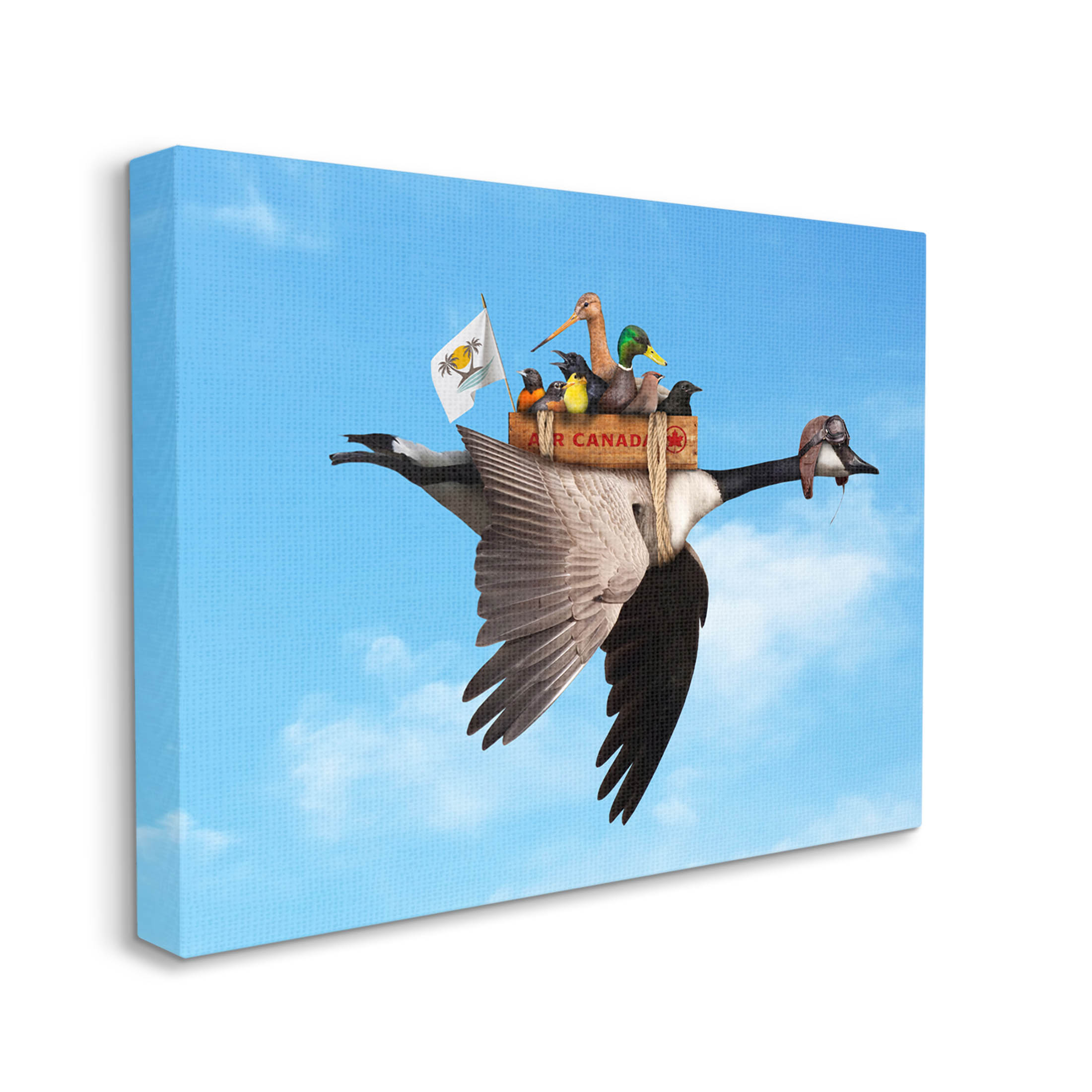 Pilot Goose Flying Ducks Sky Animals & Insects Graphic Art Gallery Wrapped Canvas Print Wall Art