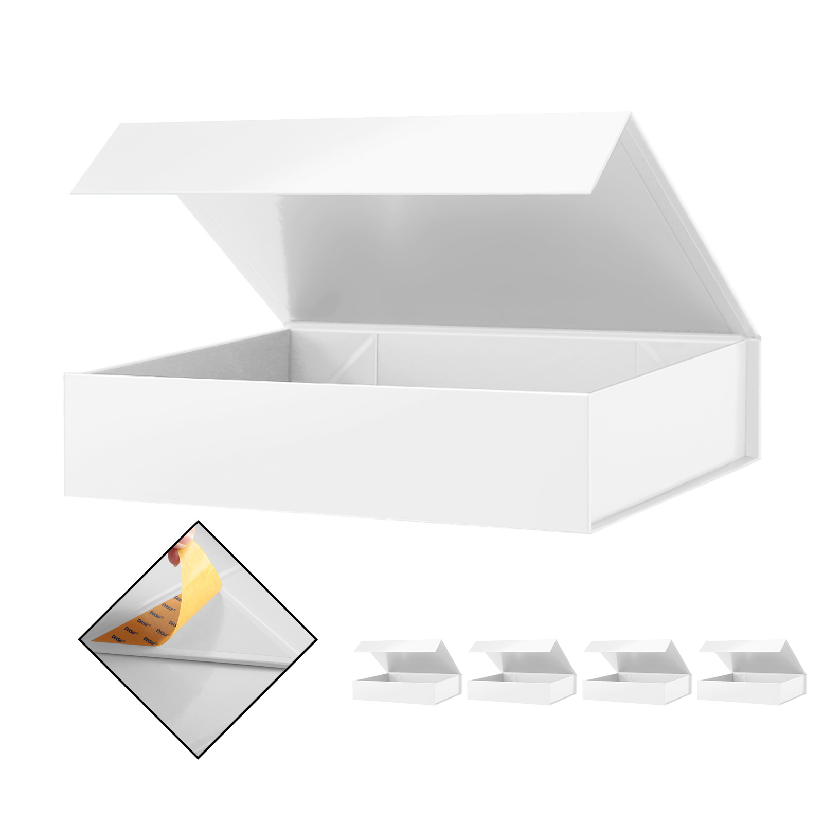 5 Gift Boxes 11x7.8x2.3 Inches, Shirt Gift Boxes, Glossy White Gift