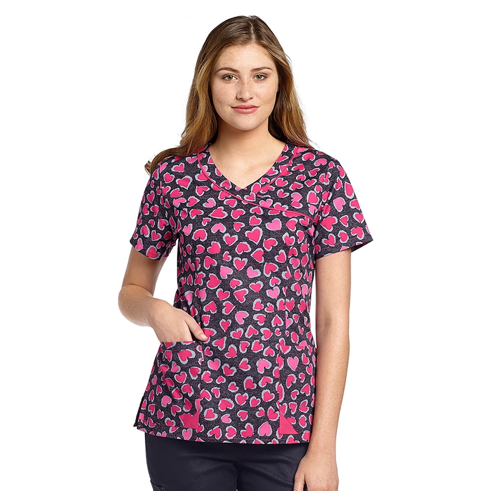 White Cross Allure by White Cross Women's Mock Wrap Heart Print Denim