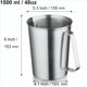 thumbnail image 4 of 2X Medidora de Acero Inoxidable 304 con Asa y Labio Vertedor, Jarra de Metal con Marcas de Oz y ML, 48OZ/1500 ML - 6 Tazas), 4 of 5