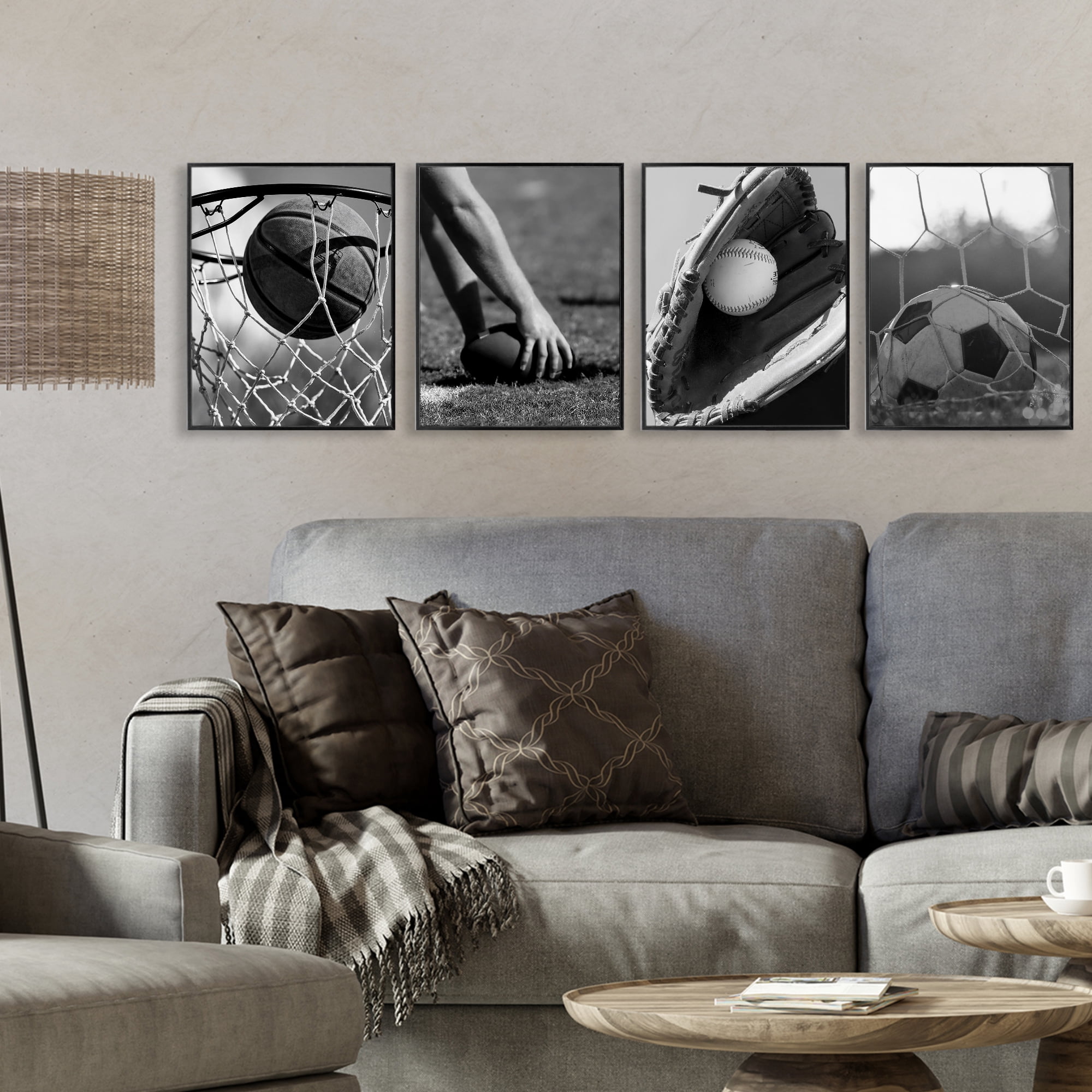 Stupell Industries Athletic Sports In Action 4 Piece Black Framed Giclee Art Set, design by Marcus Prime