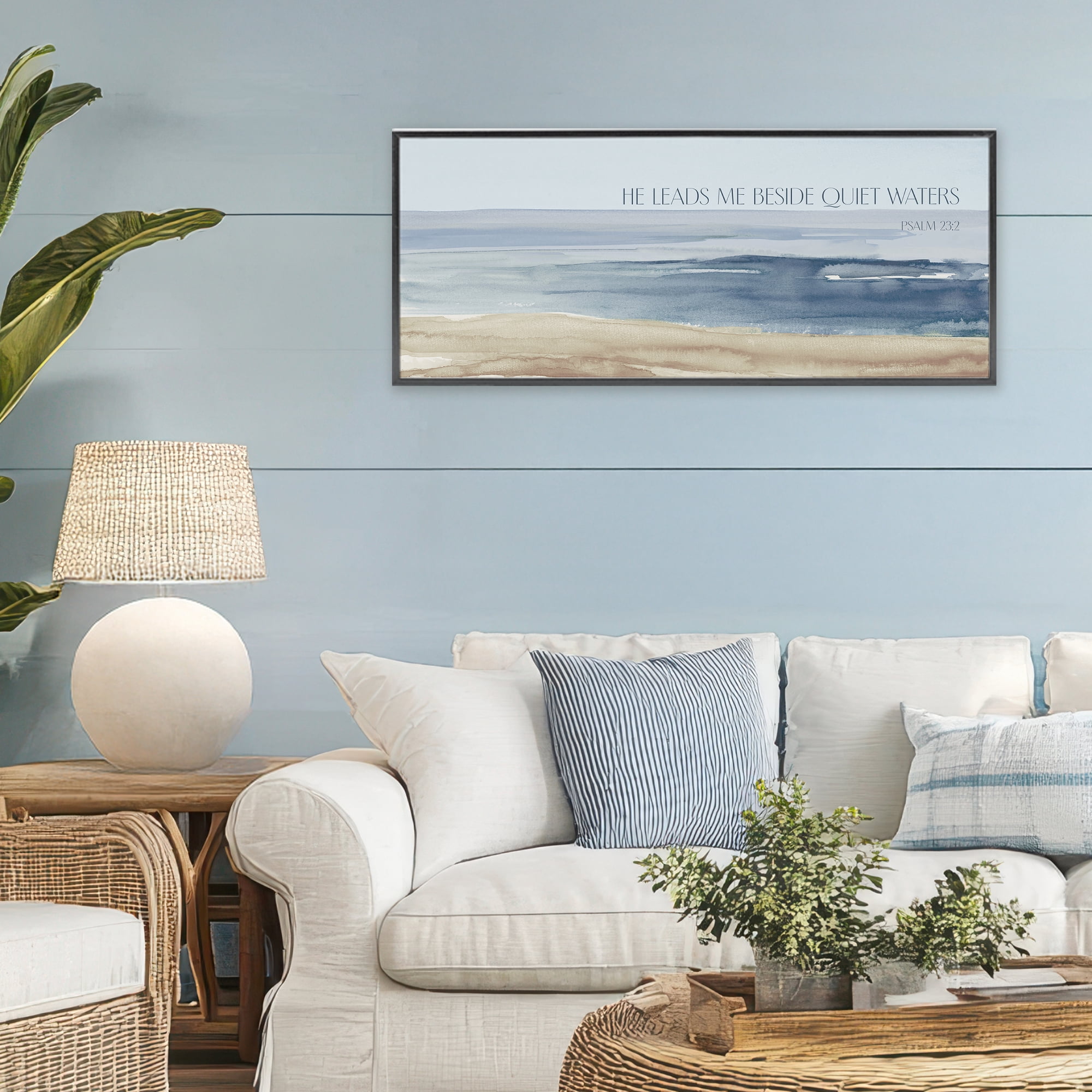 Stupell Industries He Leads Me Quiet Waters Black Framed Giclee Art, design by Lanie Loreth