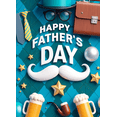 thumbnail image 4 of Decorative Design Happy Father's Day Banner Colorful Pattern Beer Mugs Mustache Stars for Father's Day Celebration Family Gathering Indoor Decoration, 4 of 7