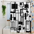 thumbnail image 3 of Black Grey Geometric Waterproof Shower Curtain, Large 72"x84" Washable Polyester Fabric Shower Curtains for Bathroom, Modern Abstract Art White Decorative Bathtub Curtain Sets with Hooks, 3 of 9