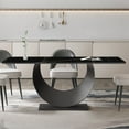 thumbnail image 2 of POVISON 94.5"Modern Minimalist Black Dining Table for 10, with Rectangular Sintered Stone Tabletop, Crescent Moon Shape, Carbon Steel Base, 2 of 6