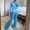 Sky Blue, variant on Moxiu Two Piece Velour Y2k Tracksuit Women - Crop Hooded Jacket & Wide Leg Pants Lounge Set Pink,S