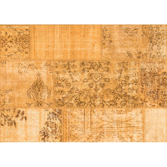 Ahgly Company Indoor Rectangle Patchwork Orange Transitional Area Rugs, 2' x 5'