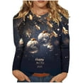 thumbnail image 2 of xixinqiwan Happy New Year 2025,Women's Fashion New Year Long Sleeve V-Neck Top 2025 Printed Holidays T-shirts, 2 of 6