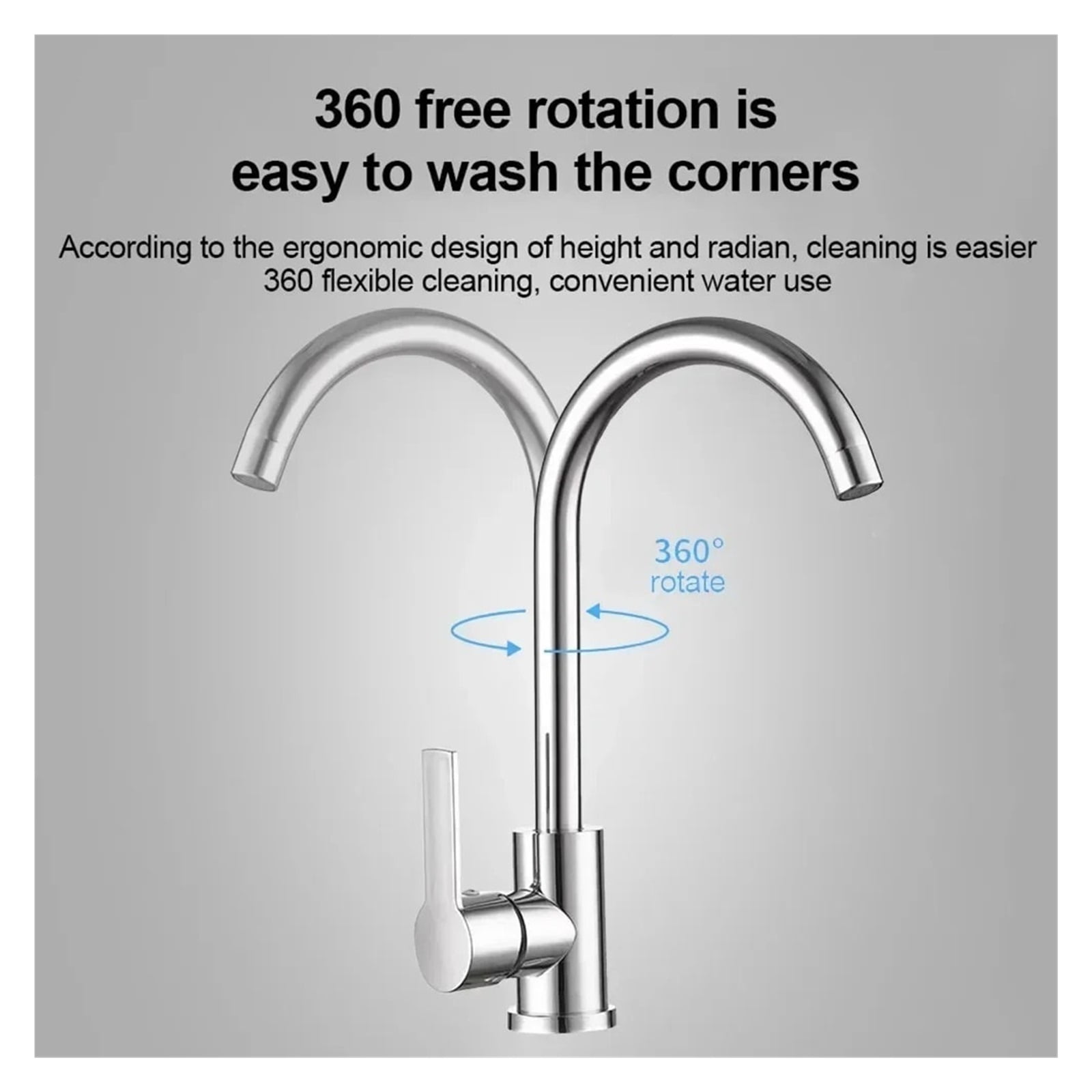 Kitchen Water Faucet 304 Stainless Steel Sink Faucets Cold Hot Tap 360 ° Rotation Single Handle ,Tankless Design