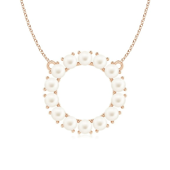 Angara 2.5mm Freshwater Cultured Pearl Open Circle Pendant Necklace in 14K Rose Gold for Women