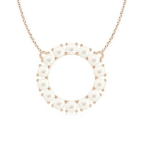 Angara 2.5mm Freshwater Cultured Pearl Open Circle Pendant Necklace in 14K Rose Gold for Women