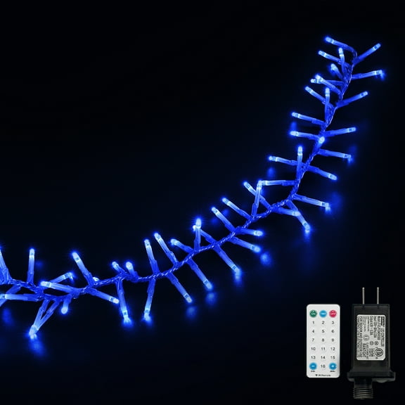 LAMPHOME 36FT 500LED Christmas Cluster String Lights - 16 Versatile Modes Clear Wire Decor, Indoor/Outdoor Safe for Xmas Tree, Home, Wedding, Party, Bedroom(Blue)