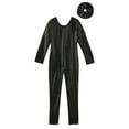 thumbnail image 5 of Aislor Kids Girls Metallic Shiny Long Sleeve Leotards Gymnastic Jumpsuit with Hair Scrunchie for Yoga Sports Dancewear Black 8, 5 of 7