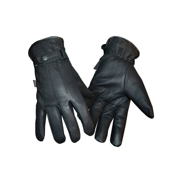 Redline Men's Fleece Gator Lining Full-Finger Leather Gloves, Black G-052GS (XS)