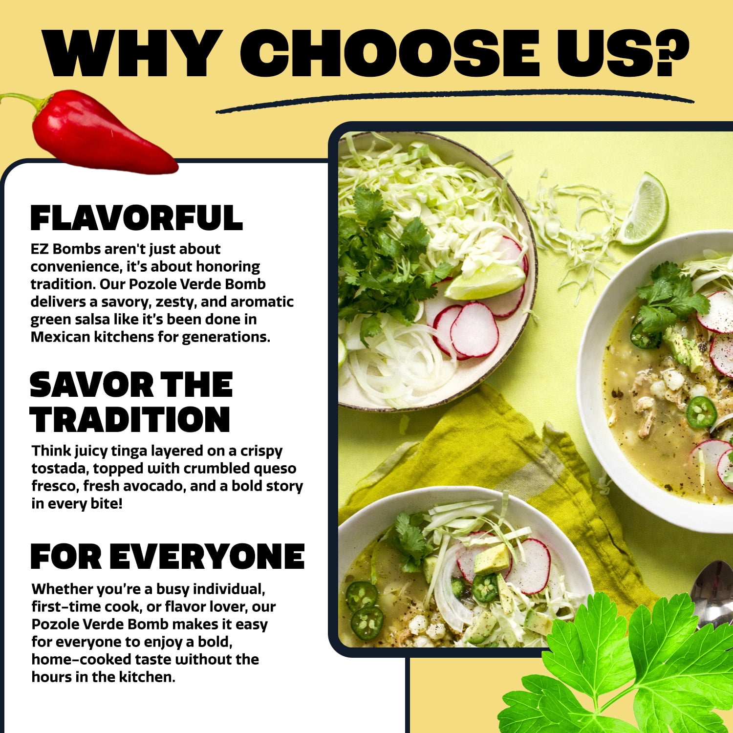 EZ Bombs Pozole Verde Bomb Seasoning, 2 Pack – Authentic Mexican Soup Mix for Traditional Pozole Verde , Made with Herbs & Spices for Quick and Flavorful Meals
