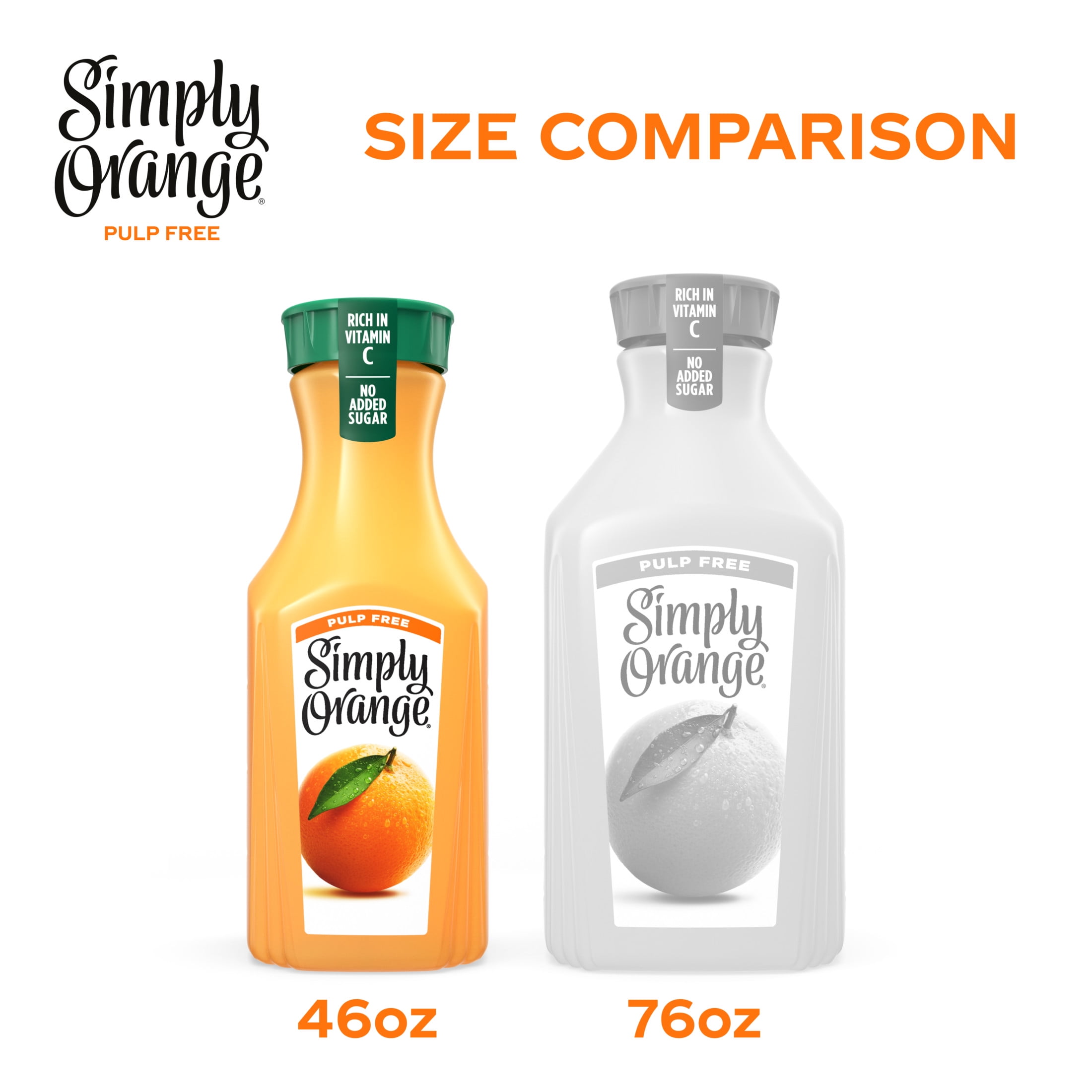 Simply Orange Pulp-Free Orange Juice Bottle, 46 fl oz