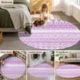 thumbnail image 5 of Round Area Rug 8 Ft, Purple Pink Boho Washable Non-Slip Circle Carpet for Living Room/Bedroom, Vintage Ethnic Tribe Abstract Art Collection Low-Profile Large Area Rugs for Indoor, 5 of 7