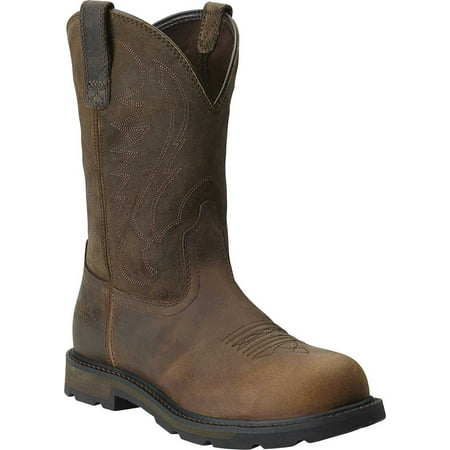 Men s Ariat Groundbreaker Pull-On Steel Toe Brown Full Grain Leather 9 M