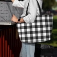 thumbnail image 7 of Pofeuu Black White Plaid Print Beach Bag,Waterproof Sandproof Beach Tote Bag, Large Capacity Foldable Beach Bags for Women, 7 of 7