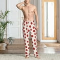 thumbnail image 5 of Uemuo Abstract Red Polka Dot Pattern Men's Wide Leg Palazzo Lounge Pants with Pockets Light Weight Loose Comfy Casual Pajama Pants-Medium, 5 of 9