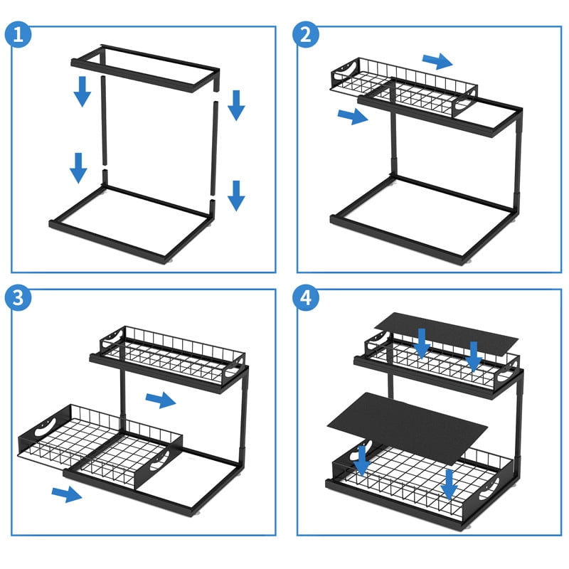 Under Sink Organizer and Storage, 2 Pack Pull Out Cabinet Organizer Slide Out Sink Shelf Cabinet Storage Shelves, Under Sink Storage for Kitchen Bathroom Cabinet