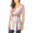 thumbnail image 6 of Pntutb Womens Summer Tunic Tops Short Sleeve Casual V Neck Hide Belly Tee Blouses, 6 of 6