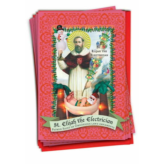 12 Funny Christmas Cards Pack (1 Design, 12 Cards) - St Elijah Electrician