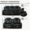 thumbnail image 2 of PonLiving Leather Power Recliner Sofa Set with LED Lights and USB Chargers - Black Leather Living Room Furniture Set SOFA+LOVESEAT, 2 of 6