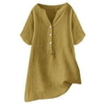 thumbnail image 1 of Loose Fit Solid Color Linen Casual Short Sleeve Button Top for Women Womens Compression Cold Gear Long Sleeve Shirts for Women Fall 100 Polyester Shirts Women Long Exercise Shirts Women Turtle, 1 of 2